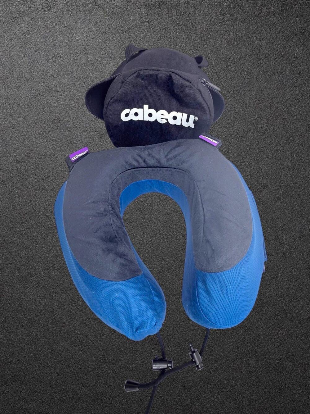 Cabeau Memory Foam U-Shaped Neck Travel Pillow Blue/Black w/ Carry Case
